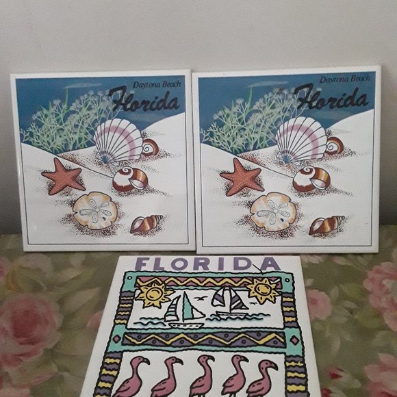 Florida Souvenir Ceramic Tile Trivets - Lot of Three - NIB - Picture 1 of 6